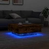 Kavos staliukas su LED lemputėmis, dūminio ąžuolo, 80x80x31cm