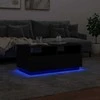 Kavos staliukas su LED lemputėmis, juodos spalvos, 90x49x40cm