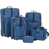 Kelioninis Kelioninių lagaminų komplektas, 5 dalių, mėlynas, audinys