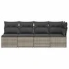 Keturvietė sodo sofa su pagalvėlėmis, pilka, poliratanas