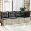 Keturvietė sodo sofa su pagalvėlėmis, pilka, poliratanas