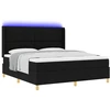 Kiemas lova su LED juostelėmis Juoda 180 x 200 cm audinys