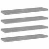 Knygų lentynos plokštės, 4vnt., betono pilkos, 40x10x1,5cm, MDP