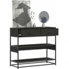 konsolinis stalas juodas 90x35x80 cm inžinierinis medis