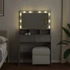 Kosmetinis staliukas su LED, betono pilkas, 80x41x134,5cm