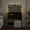 Kosmetinis staliukas su LED, dūminio ąžuolo, 80x41x134,5cm