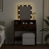 Kosmetinis staliukas su LED, dūminio ąžuolo, 80x41x144,5cm
