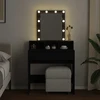 Kosmetinis staliukas su LED, juodos spalvos, 80x41x144,5cm