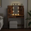 Kosmetinis staliukas su LED lemputėmis, medienos, 96x40x142cm