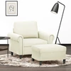 Sofa Krėslas su pakoja, kreminės spalvos, 60cm, aksomas