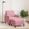 Sofa Krėslas su pakoja, rožinės spalvos, 60cm, aksomas