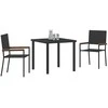 Lauko baldų komplektas Sodo valgomojo komplektas su pagalve 3 pcs Juoda poliratanas