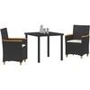 Lauko baldų komplektas Sodo valgomojo komplektas 3 pcs Juoda poliratanas