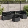 Sodo Sofų Rinkinys su pagalve 7 pcs Juoda Poli ratanas
