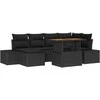 Lauko baldų komplektas Sodo Sofų Rinkinys su saugykla 7 pcs Juoda Poli ratanas