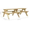 Lauko baldų komplektas Iškylų stalas su suoliukais, 220x122x72cm, impregnuota pušis