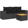 Sofa Sodo komplektas su pagalvėlėmis, 4 dalių, juodas, poliratanas