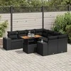Sofa Sodo komplektas su pagalvėlėmis, 9 dalių, juodas, poliratanas