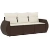 Lauko baldų komplektas Sodo komplektas su pagalvėlėmis, 3 dalių, rudas, poliratanas