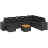 Sofa Sodo komplektas su pagalvėlėmis, 9 dalių, juodas, poliratanas