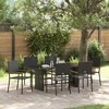Sodo valgomojo komplektas 7 pcs Juoda poliratanas