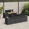 Sofa Sofos komplektas su pagalvėlėmis, 6 dalių, juodas, poliratanas