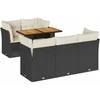 Sofa Sofos komplektas su pagalvėlėmis, 6 dalių, juodas, poliratanas