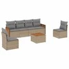 Sofa Sofos komplektas su pagalvėlėmis, 7 dalių, smėlio, poliratanas