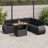 Sofa Sofos komplektas su pagalvėlėmis, 7 dalių, juodas, poliratanas