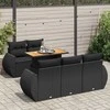 Sofa Sofos komplektas su pagalvėlėmis, 6 dalių, juodas, poliratanas