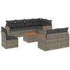 Lauko baldų komplektas Sofos komplektas su pagalvėlėmis, 9 dalių, pilkas, poliratanas
