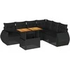 Sofa Sofos komplektas su pagalvėlėmis, 7 dalių, juodas, poliratanas