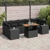 Sofa Sofos komplektas su pagalvėlėmis, 8 dalių, juodas, poliratanas