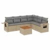 Sofa Sofos komplektas su pagalvėlėmis, 7 dalių, smėlio, poliratanas