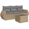 Sofa Sofos komplektas su pagalvėlėmis, 4 dalių, smėlio, poliratanas