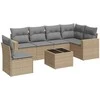 Sofa Sofos komplektas su pagalvėlėmis, 7 dalių, smėlio, poliratanas