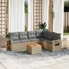 Sofa Sofos komplektas su pagalvėlėmis, 7 dalių, smėlio, poliratanas