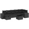 Sofa Sofos komplektas su pagalvėlėmis, 8 dalių, juodas, poliratanas
