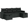 Sofa Sofos komplektas su pagalvėlėmis, 6 dalių, juodas, poliratanas