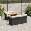 Sofa Sofos komplektas su pagalvėlėmis, 6 dalių, juodas, poliratanas