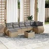 Sofa Sofos komplektas su pagalvėlėmis, 8 dalių, smėlio, poliratanas