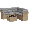 Sofa Sofos komplektas su pagalvėlėmis, 6 dalių, smėlio, poliratanas