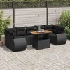 Sofa Sofos komplektas su pagalvėlėmis, 8 dalių, juodas, poliratanas