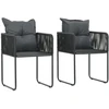 Lauko kėdės, 2 vnt., su pagalvėlėmis, poliratanas, juodos