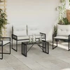 Lauko stalas Juodas 80 x 40 x 40 cm PE Rattan ir Stiklas