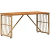 Lauko stalas Natūrali 80 x 40 x 40 cm Plienas ir poli ratanas