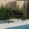 Lauko suolas su pagalve Juoda 117 x 54 x 74.5 cm poliratanas