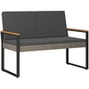 Lauko baldų komplektas Lauko suolas su pagalve Pilka ir tamsiai pilka 107 x 61 x 80 cm