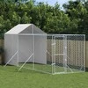 Lauko voljeras šunims su stogu, sidabrinis, 2x6x2,5m, plienas