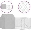 Lauko voljeras šunims su stogu, sidabrinis, 4x4x2,5m, plienas